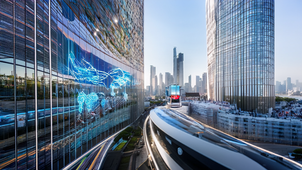 AI-driven cross-border e-commerce customer acquisition opportunities in 2025, showcasing smart vehicles and a modern office environment