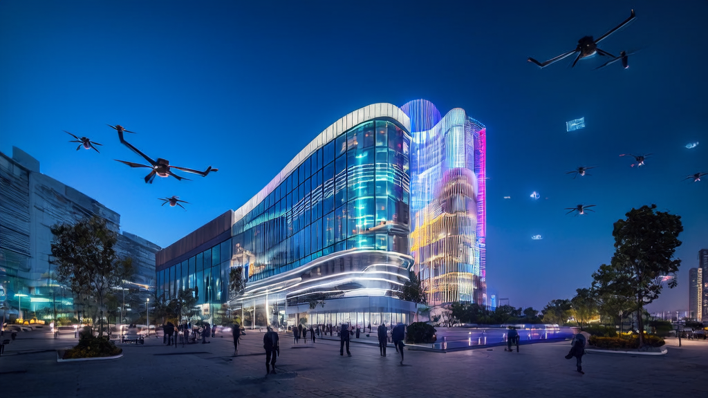 2025 AI Acquisition Trends: Future Cityscape Showcasing AI-Driven Solutions for Cross-Border Commerce Growth