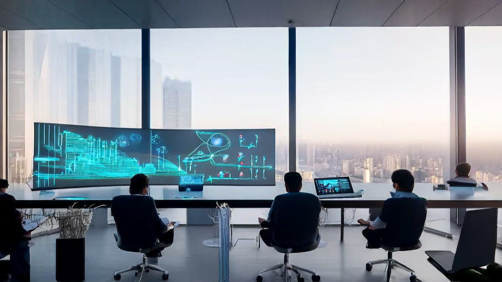 A modern cross-border e-commerce company in 2025 using AI mail automation tools and Qwen App for efficient work