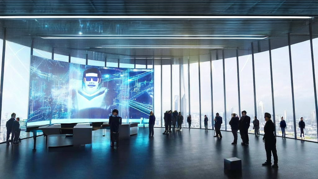 Cross-border e-commerce company in a futuristic city utilizing AI technology for efficient customer acquisition and conversion