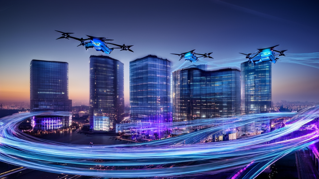 Trends and practices of AI customer acquisition in cross-border e-commerce in 2025: High-tech office buildings and smart robots showcasing future AI technology applications