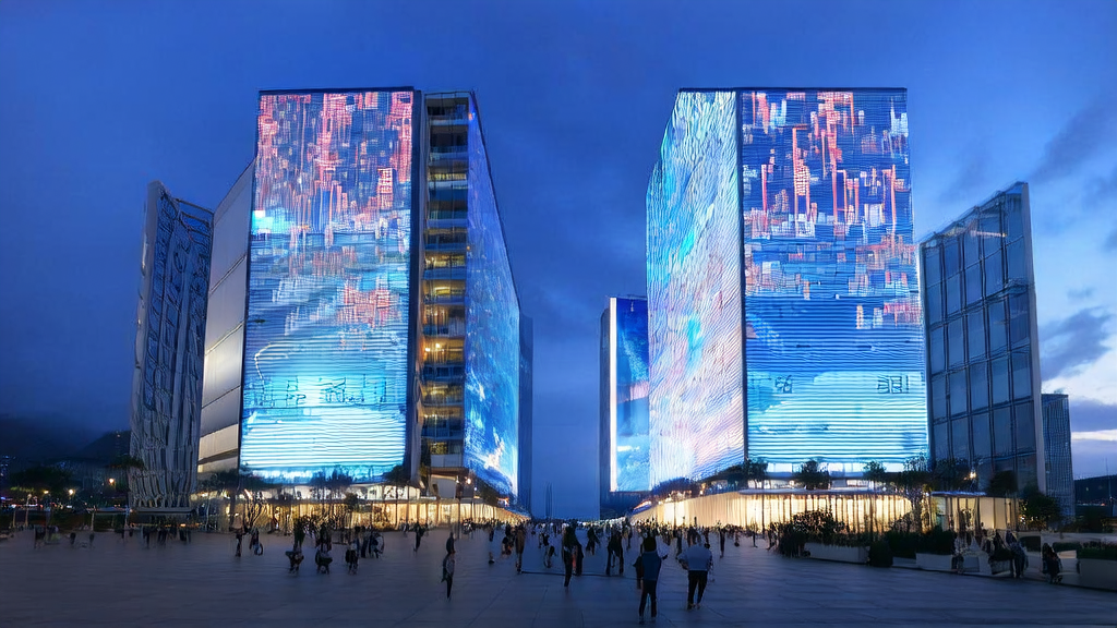 Engineers tuning an AI customer acquisition system in a modern skyscraper