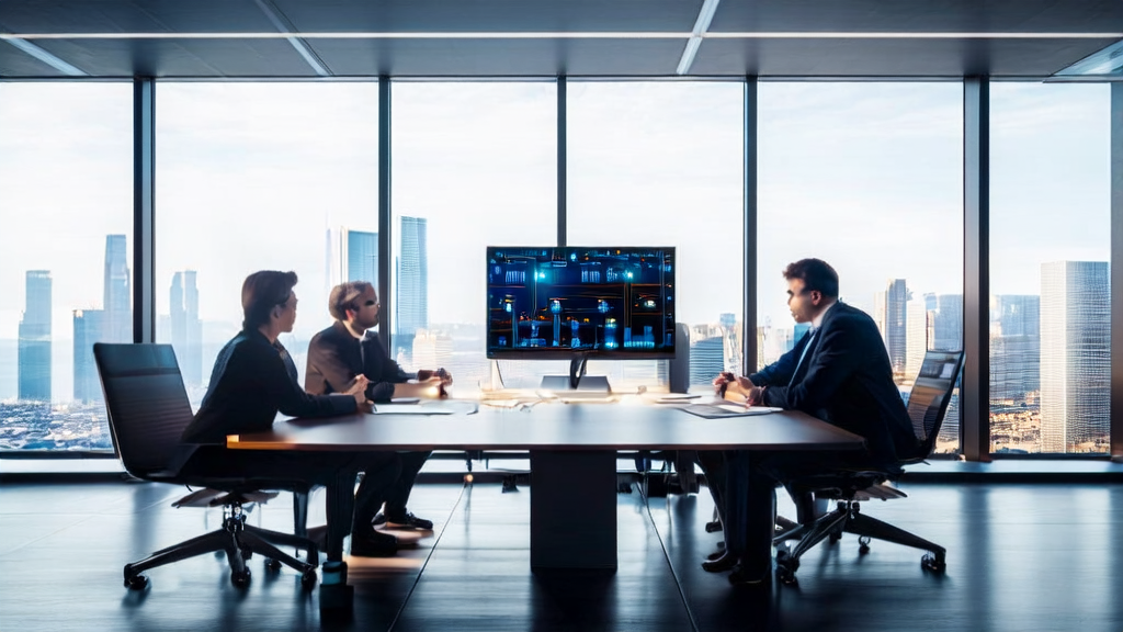Modern office team using AI technology for customer data acquisition to enhance lead generation efficiency