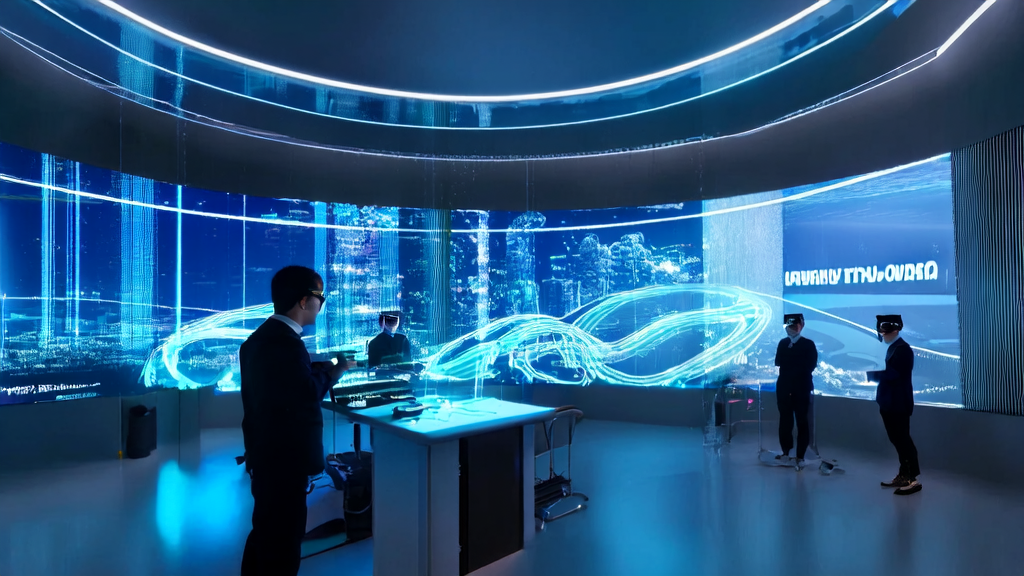 未来城市中的AI精准广告投放场景，展示2025年智能营销的新趋势