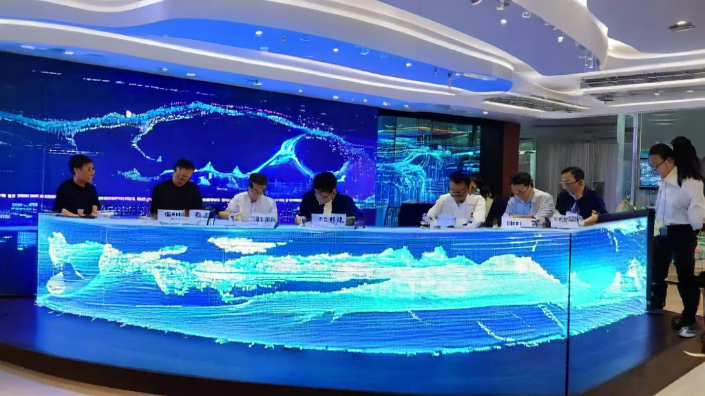 AI acquisition system revolutionizing business marketing, set against a backdrop of a futuristic office and data streams