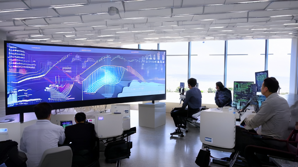 未来感办公室中展示AI客户数据采集与智能营销技术