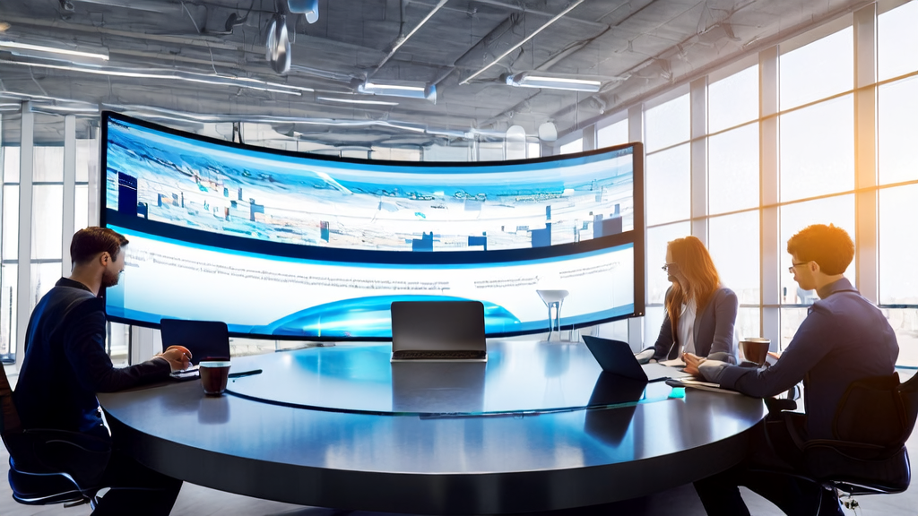 In a sunny office, the marketing team is using AgentScope 1.0 for personalized content generation and data analysis.