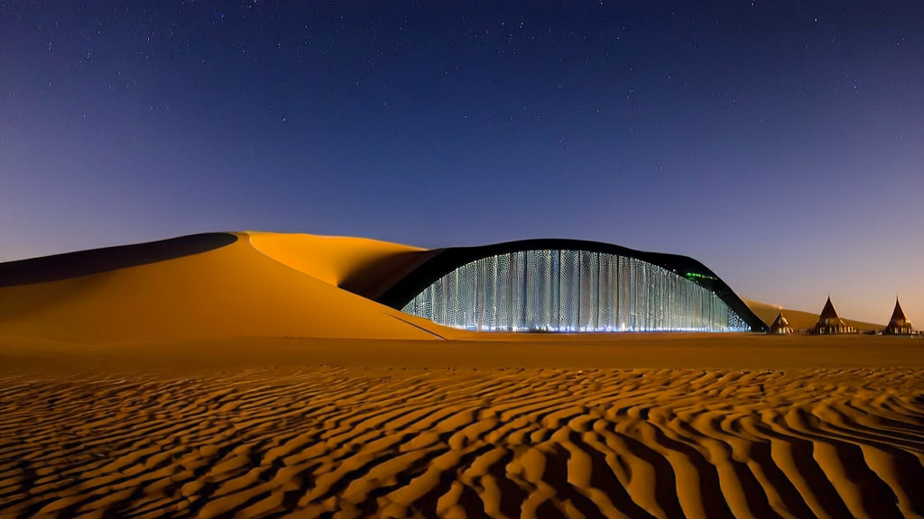 The OpenAI super data center in Abu Dhabi shines under the stars, symbolizing the future of AI technology