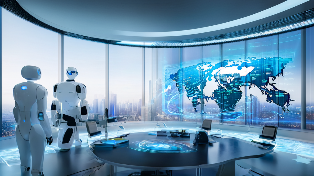 未来科技办公室中,智能机器人通过多语言AI邮件生成器实现全球化客户沟通