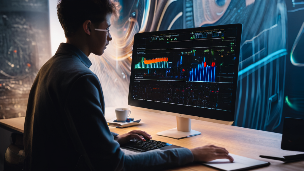 现代办公室中，创业者使用AingDesk进行AI优化的邮件营销分析