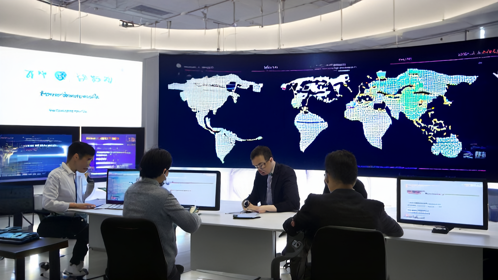 现代化办公室中员工使用AI邮件润色工具处理外贸邮件，提升工作效率和转化率