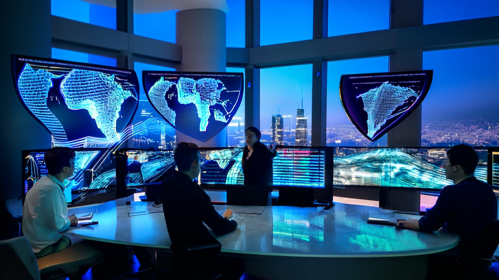 Young entrepreneurs in a modern office using AI customer acquisition systems to boost cross-border e-commerce sales