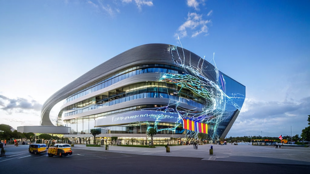 AI技术赋能下的跨境电商获客新趋势：展示现代化办公楼及其AI驱动的客户获取解决方案