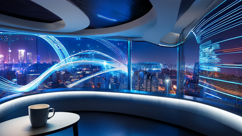 未来办公室中的AI驱动跨境电商获客新潮流,展示个性化邮件营销与高效客户触达