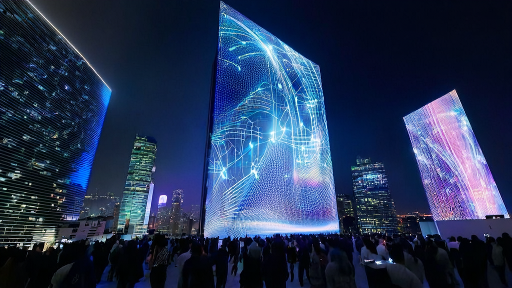 未来城市的中心展示了Google Gemini 3 Pro预览版,周围是跨境电商的商品模型,象征着AI驱动的获客新策略。