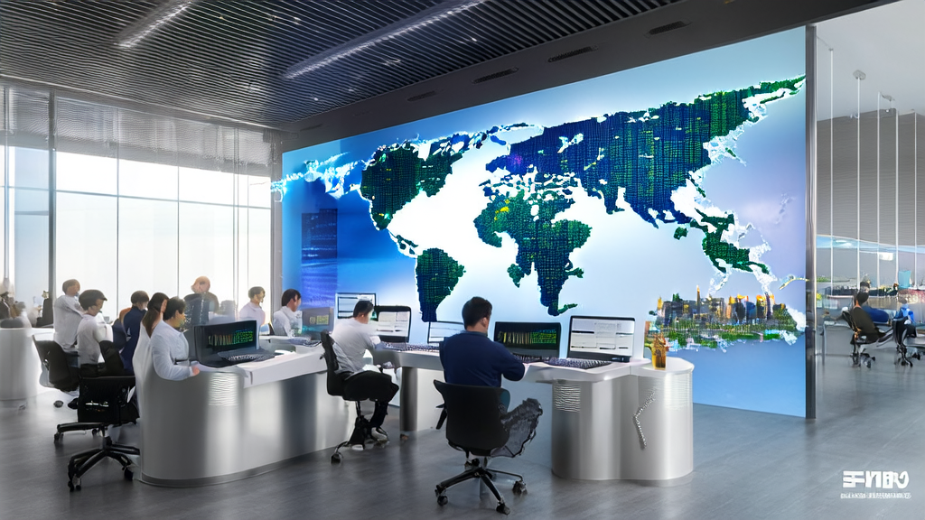 A tech-savvy cross-border e-commerce office where employees are leveraging AI technology to boost sales efficiency