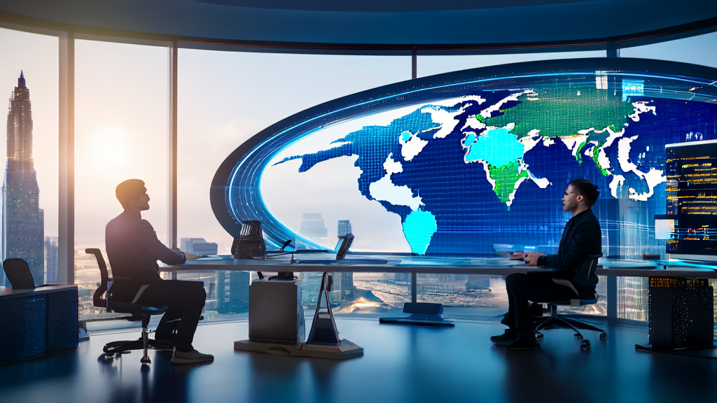 利用AI获客工具提升电商销售转化率的现代化办公室场景