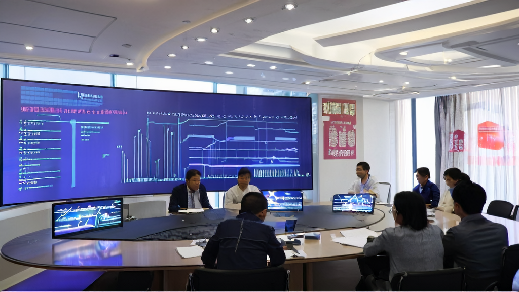 Tech team discussing AI acquisition strategies in an office with a poster of the “Clean“ action in the background