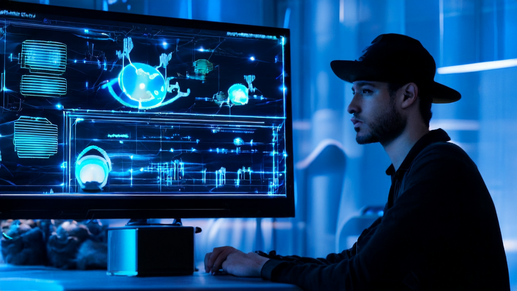 Entrepreneur using Opal tool for AI acquisition and marketing optimization in a tech lab