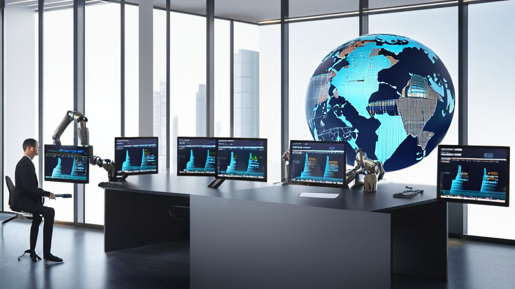 Scene of AI acquisition technology in an e-commerce office, showcasing how smart analytics boost sales efficiency