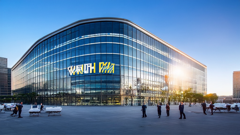 Modern office building in the sunshine showcasing AI acquisition technology applications