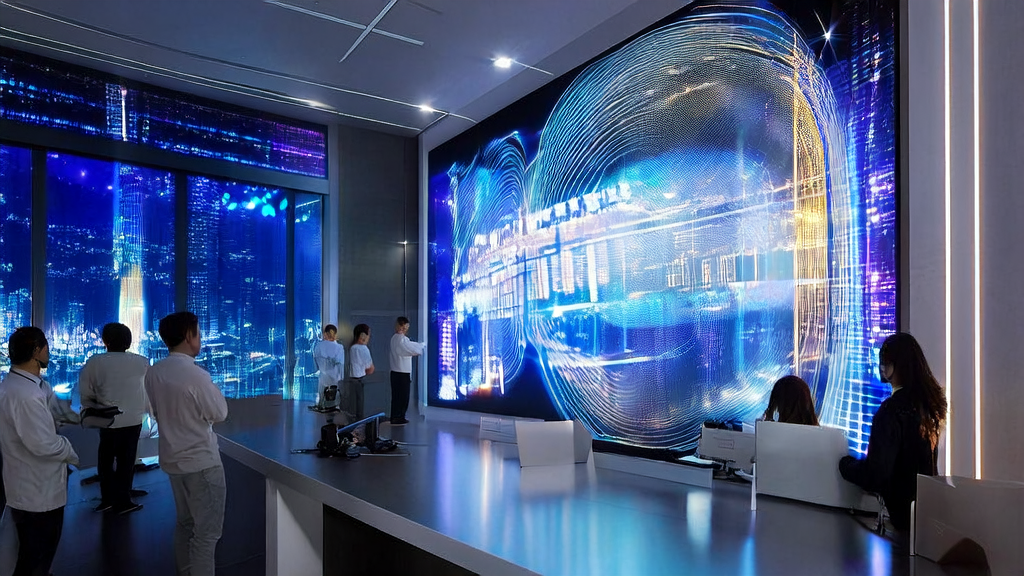 A futuristic office showcasing AI-optimized email marketing effects and the “Gated Attention“ technology from Alibaba Qwen