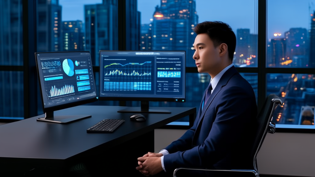 Young entrepreneur in a modern office using AI technology to acquire LinkedIn clients