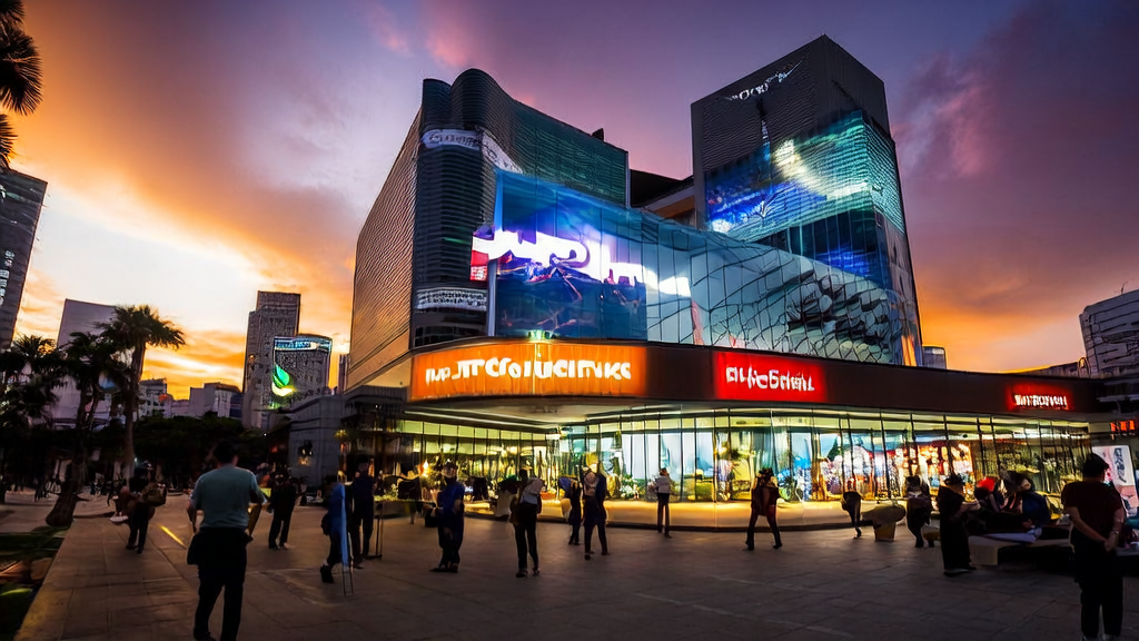 AI acquisition center in a Southeast Asian city, showcasing the latest AI technology and Tencent's 2026 campus recruitment poster