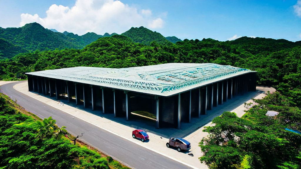 Modern data center at the edge of a tropical rainforest in Southeast Asia, showcasing AI acquisition strategies supported by Huawei FlashComm technology