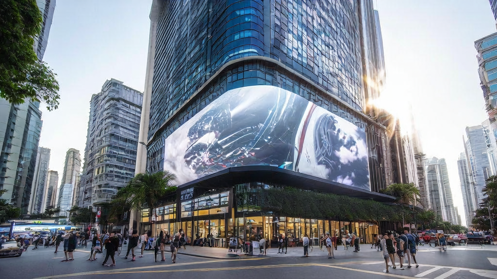 东南亚城市街头展示最新AI获客技术的科技公司