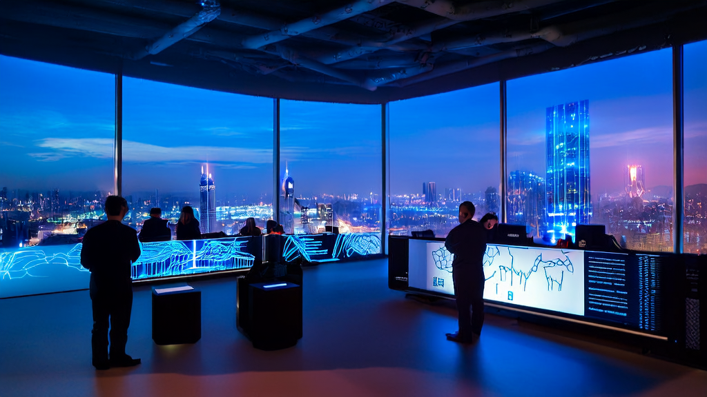 Innovative AI Acquisition: Team Collaboration and Technology in a Futuristic Office Setting for High Conversion Email Strategies