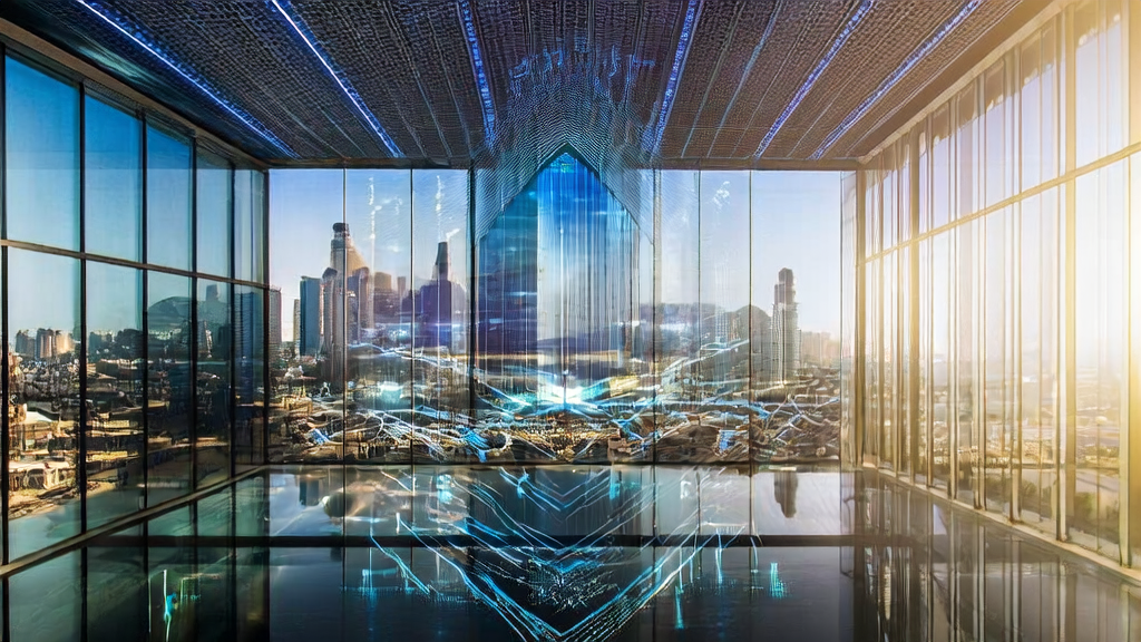 Modern office scene of Middle Eastern enterprises utilizing AI technology for efficient customer acquisition