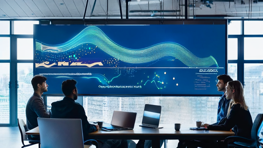 Entrepreneurs in a modern office discussing how to improve customer conversion rates using AI technology