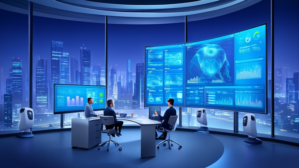Engineers in a modern office using AI technology for customer acquisition and data analysis