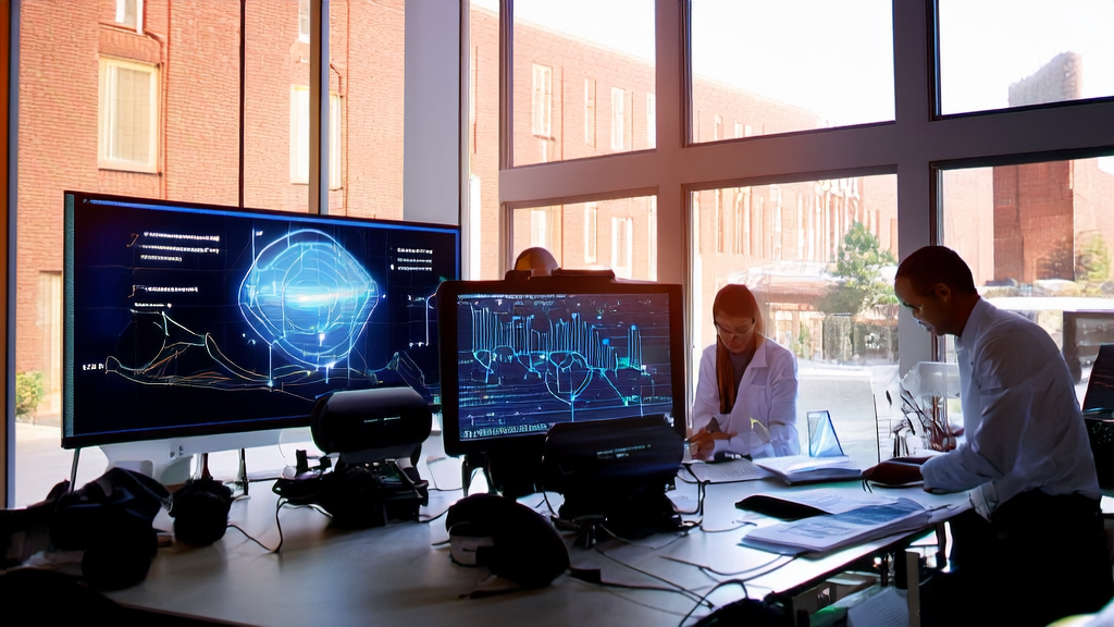 Scientists in a laboratory use the DeepSeek R1 medical AI model for customer acquisition analysis, with sunlight streaming through large windows, highlighting a new chapter in AI acquisition.