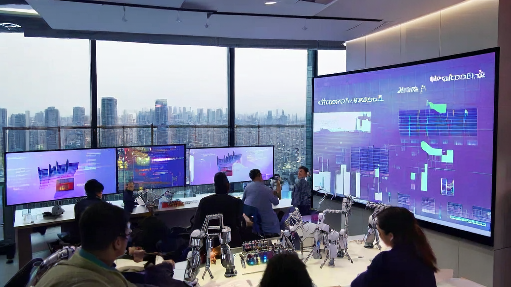 Modern office where employees use AI technology for customer acquisition and multilingual marketing