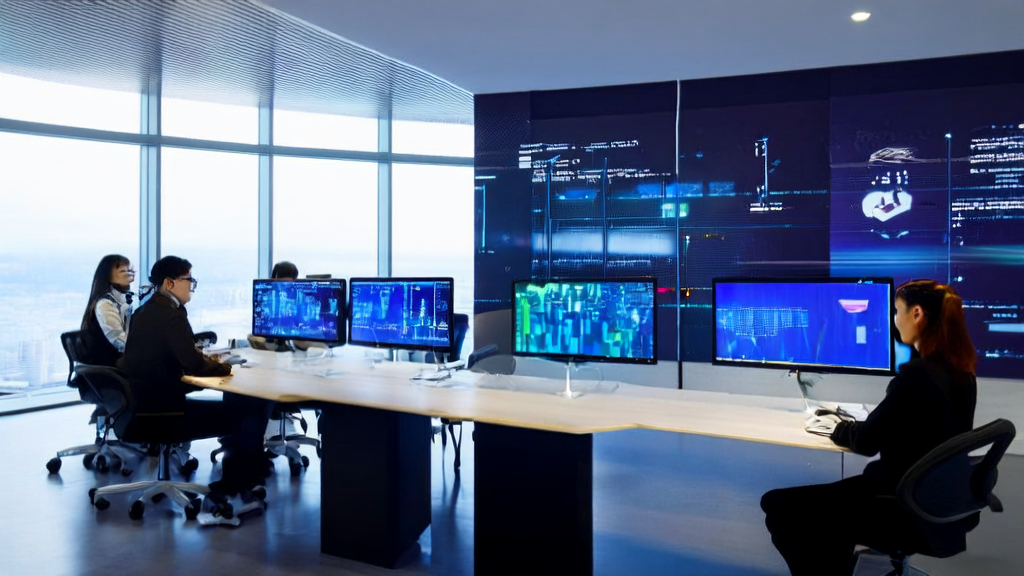 In a modern office bathed in sunlight, foreign trade company employees use Qwen VLo for precise customer acquisition and data analysis