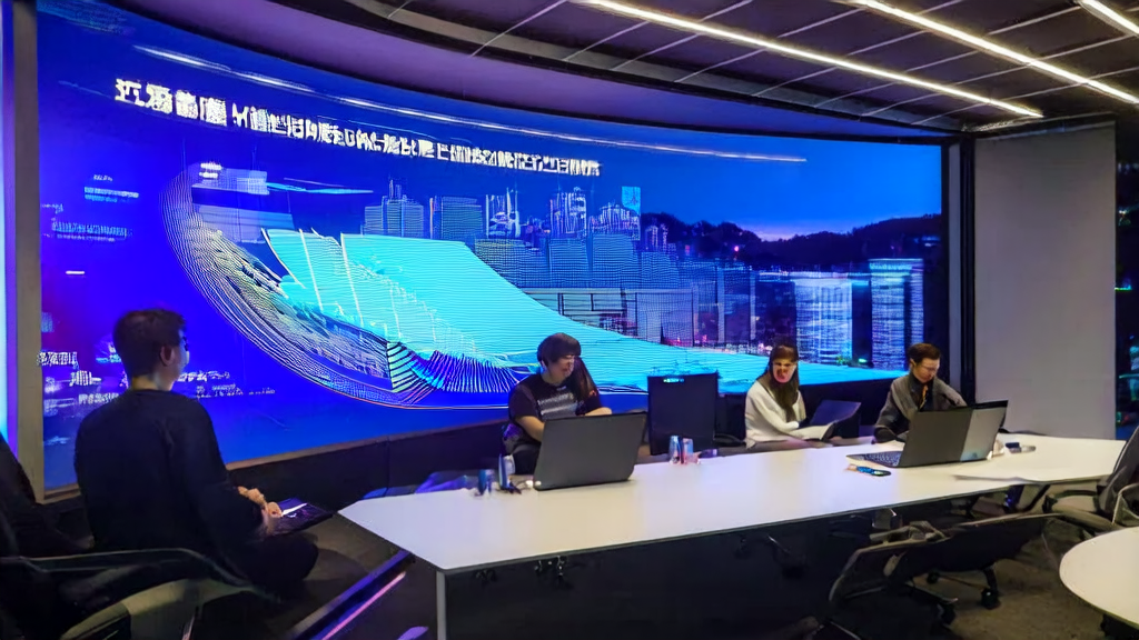 现代办公室中，年轻创业者们使用AI技术优化客户开发策略