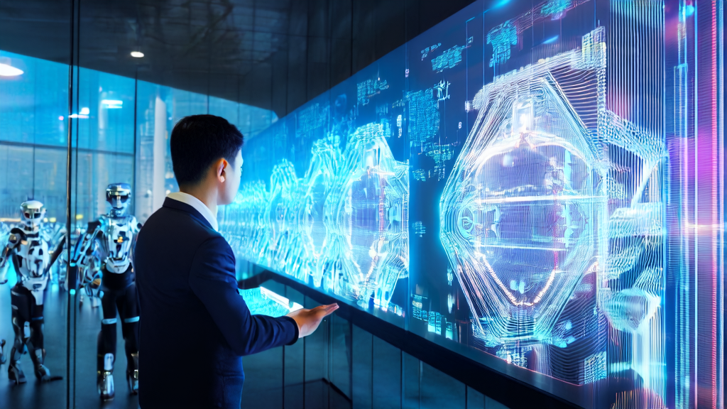 Young entrepreneur in a futuristic city using Huawei UCM technology to optimize AI-driven customer acquisition