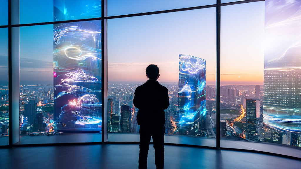 未来的城市中，一位创业者利用AI技术和Google Generative UI优化广告投放，精准触达目标人群并降低CPA。