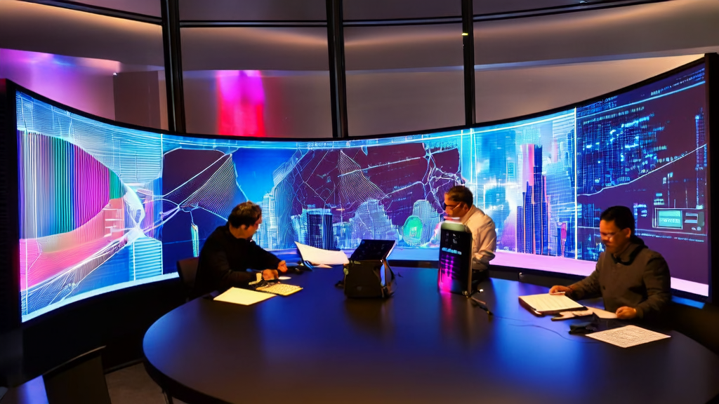 工程师们在现代化办公室中使用Firecrawl模板进行数据抓取与分析