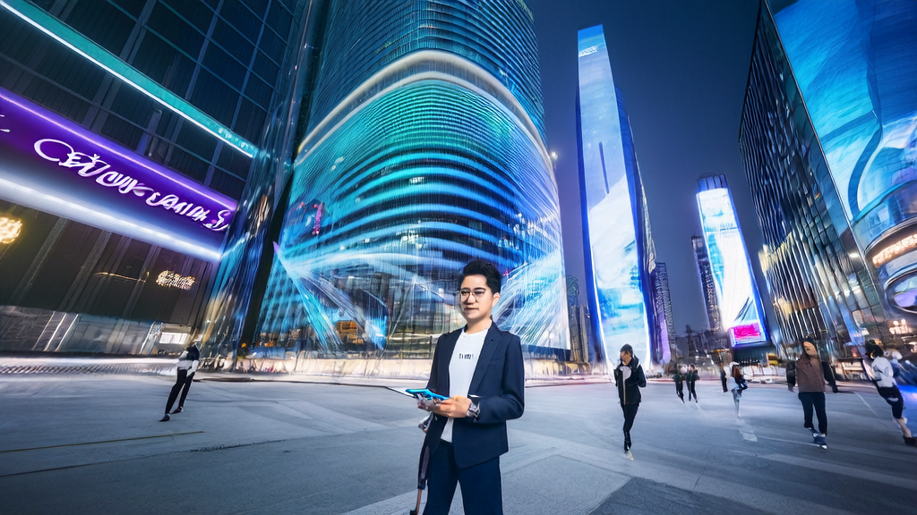 未来城市的跨境电商从业者利用AI技术优化广告投放，提升获客效率