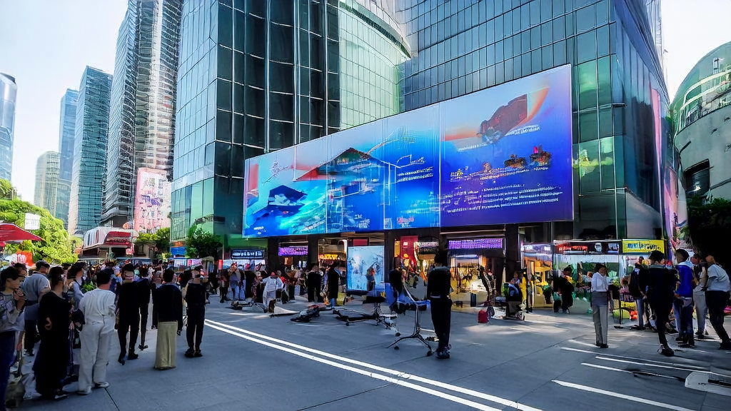 东南亚市场中一家科技公司正在展示最新AI技术，吸引了众多观众的关注。