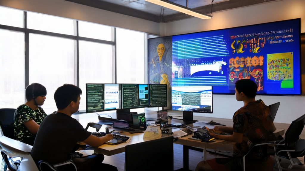 Modern office scene showcasing AI technologies for efficient customer acquisition in Southeast Asian markets