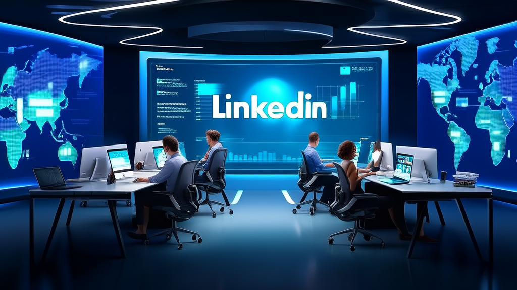 Work scene of acquiring customers on LinkedIn using AI technology