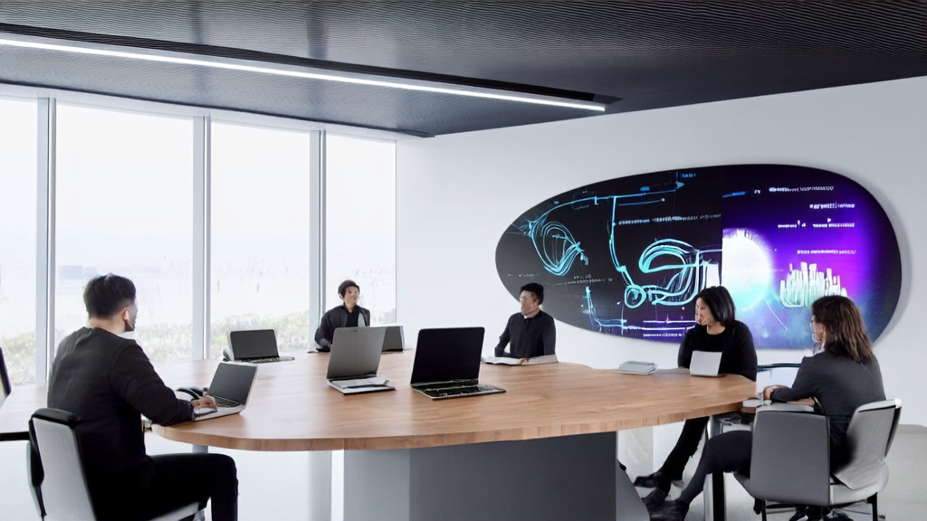 Modern office where employees are using Youware to discuss AI acquisition strategies