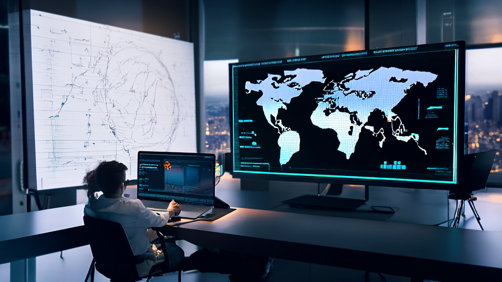 A young entrepreneur using AI acquisition system to expand into international markets