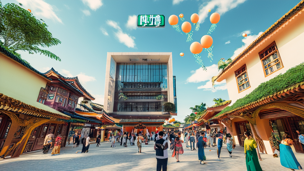 东南亚市场中应用AI智能获客系统的现代化办公楼与传统建筑交织的街景