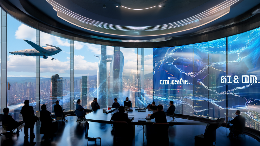 A team using AI acquisition system analyzes the latest market trends and OpenAI financial report data