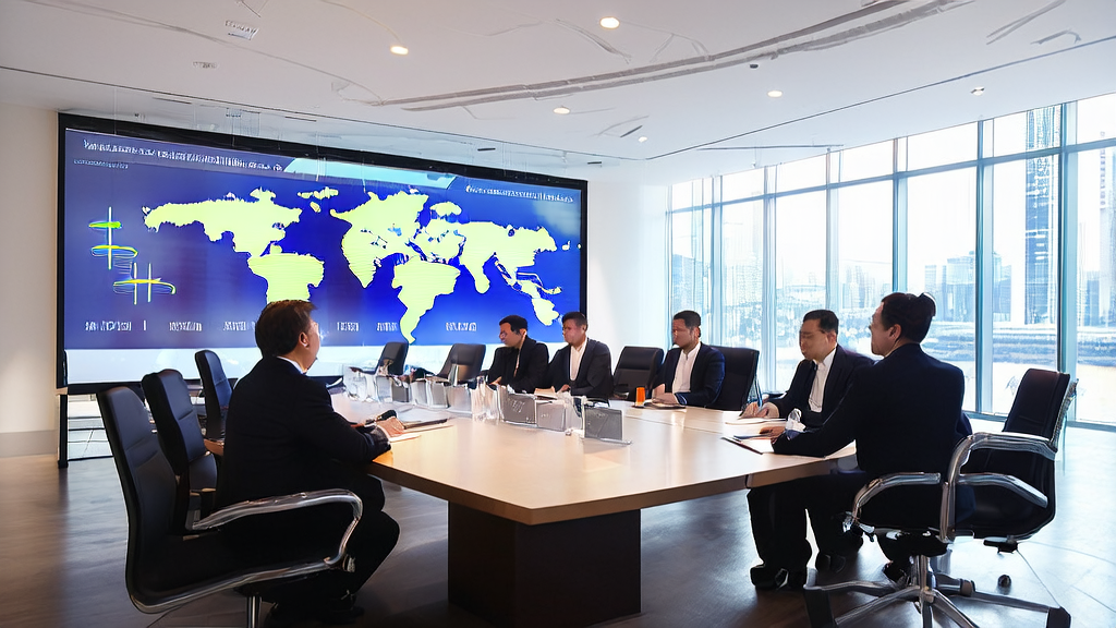 Business leaders discussing how AI acquisition technology is transforming the trade landscape in a modern conference room